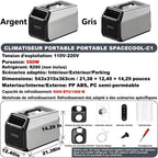 Climatiseur Portable Camping Car 5000 BTU, Climatiseur Pour Camping-Car Tente Camion Voiture, Refroidissement Rapide, Déshumidification, Climatiseur Mobile Silencieux 52 DB, Intérieur Extérieur Silver