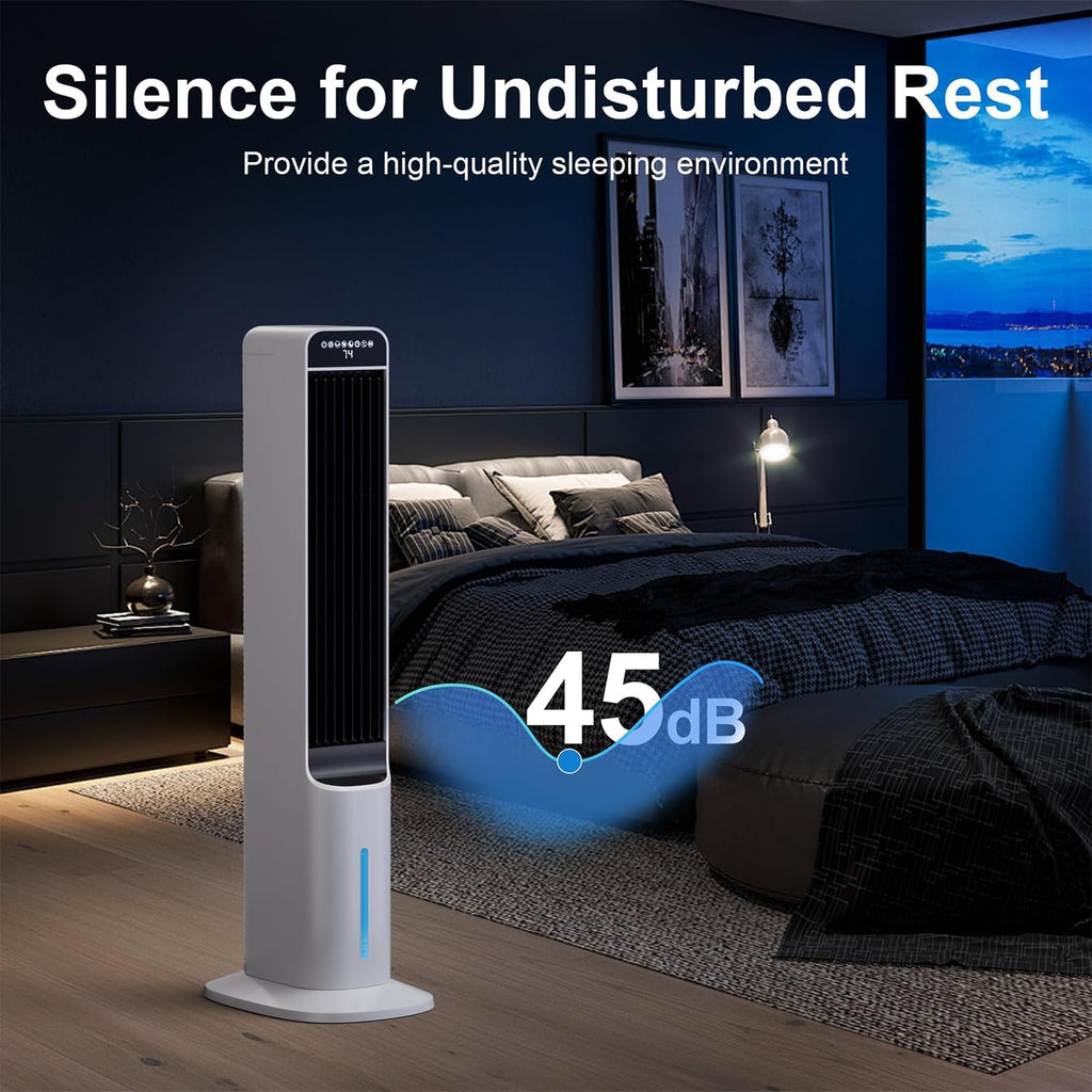 GENERIC Refroidisseur D'air De Tour Silencieux Avec Ventilateur De Refroidissement Par évaporation à Distance à 3 Vitesses Pour Chambre à Coucher Et Bureau, Unité De Climatisation Portable Efficace En énergie