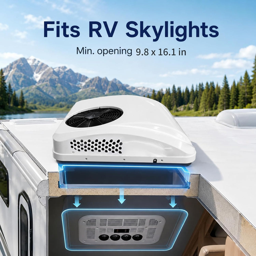  Climatiseur Toit Camping-Car, Clim Silencieuse Pour Van Et Fourgon Aménagé, Télécommande, Installation Sur Toit 12V-Red