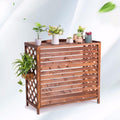 GENERIC Housse De Climatiseur En Bois Massif Avec Pot De Fleurs - Protection Anti-corrosion - Marron - Élégant Et Design