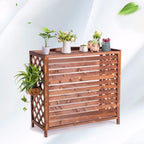 GENERIC Housse De Climatiseur En Bois Massif Avec Pot De Fleurs - Protection Anti-corrosion - Marron - Élégant Et Design