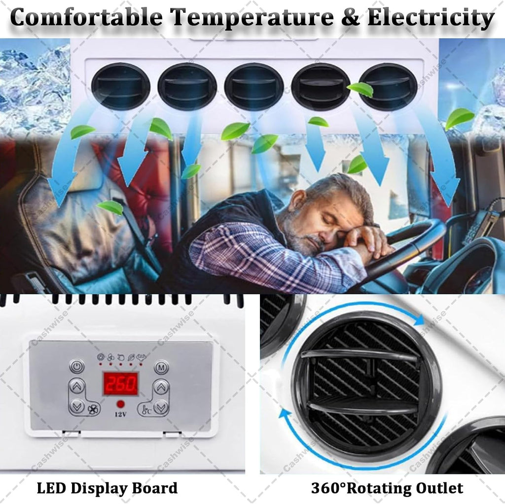 GENERIC Kit De Climatiseur Pour Camping-car, Système Split De Stationnement Avec Volume D'air De 450 M³/h, Refroidissement Rapide Et Silencieux Pour Camions Semi-remorques, Bus Et Caravanes