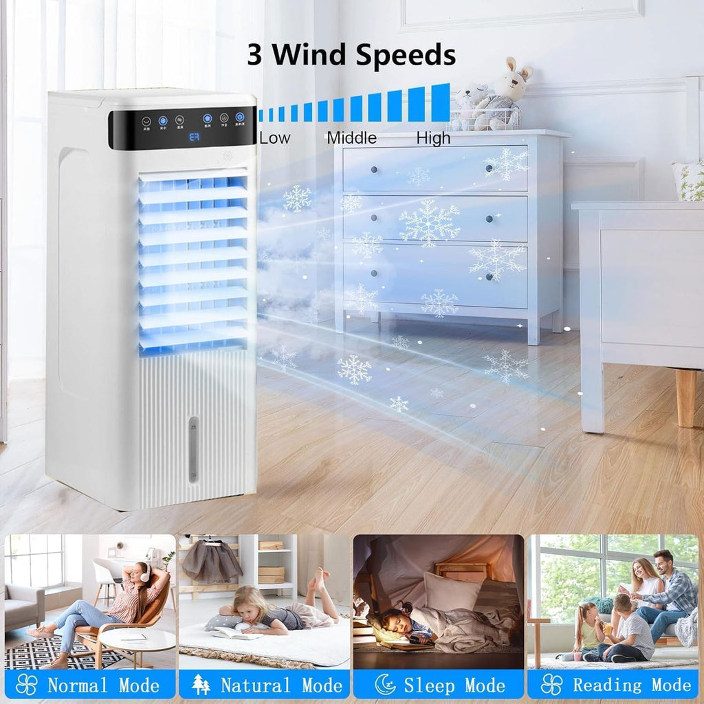 GENERIC Rafraîchisseur D'air, Climatiseur, Refroidissement Par Eau Glacée, Humidificateur, 3 Vitesses, Minuterie 12h, économe En énergie, Modèles Mécanique Et Avec Télécommande