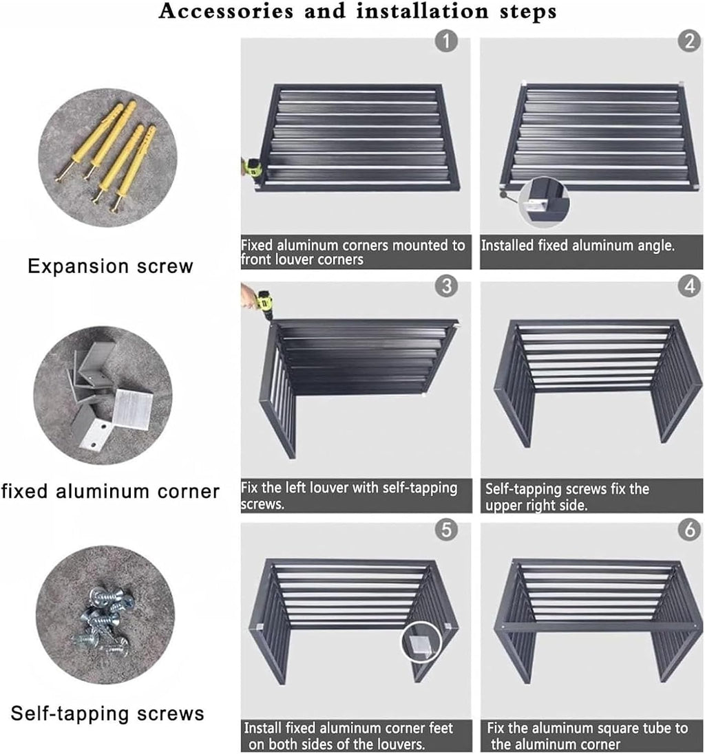 GENERIC Housse De Protection En Alliage D'aluminium Pour Climatiseur Extérieur Résistant Aux Intempéries - 100 X 50 X 70 Cm - Noir