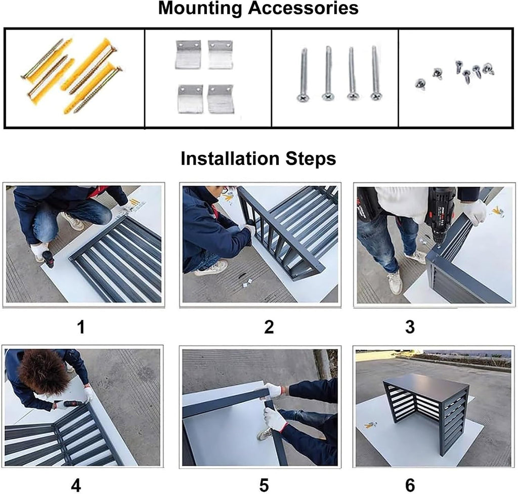 GENERIC Housse De Protection En Aluminium Pour Climatiseur Extérieur 1,5P-5P Et Unités CA - Résistante Aux Intempéries - Protection Contre Les Feuilles Tombées - Gris - 100 X 50 X 70 Cm