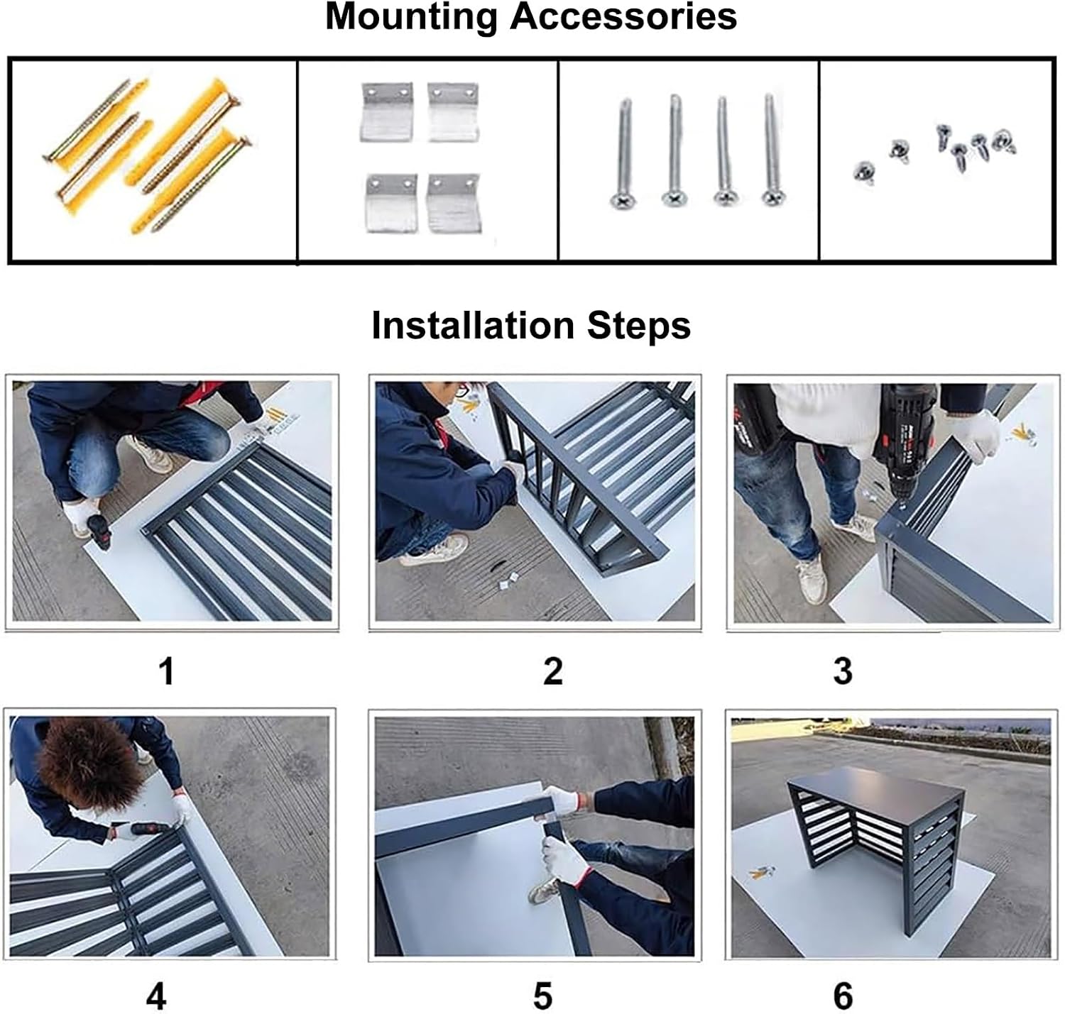 GENERIC Housse De Protection En Aluminium Pour Climatiseur Extérieur 1,5P-5P Et Unités CA - Résistante Aux Intempéries - Protection Contre Les Feuilles Tombées - Gris - 100 X 50 X 70 Cm