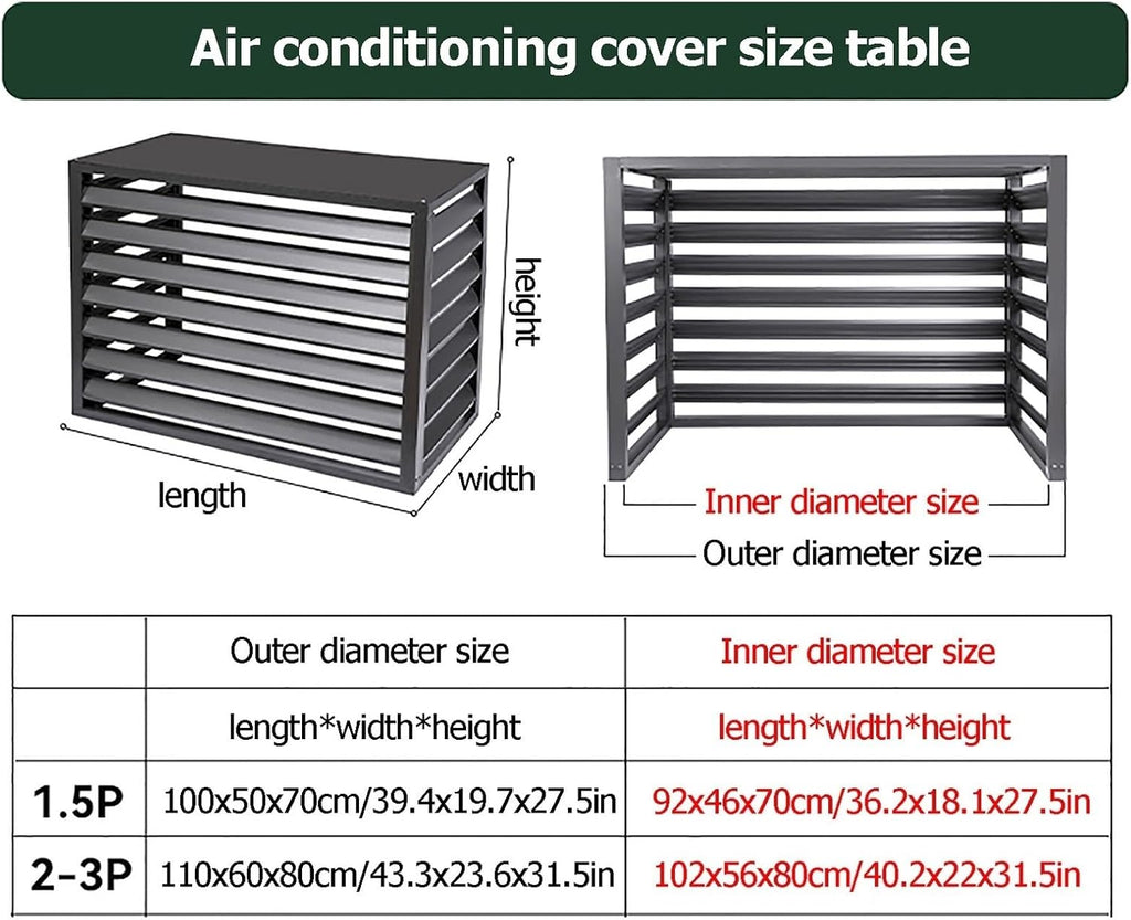 GENERIC Couvercle De Climatiseur En Aluminium Et écran De Clôture – Étagère De Rangement Pour Plantes – Résistant Aux Intempéries – Protection Contre Le Courant Alternatif Et La Pompe à Chaleur