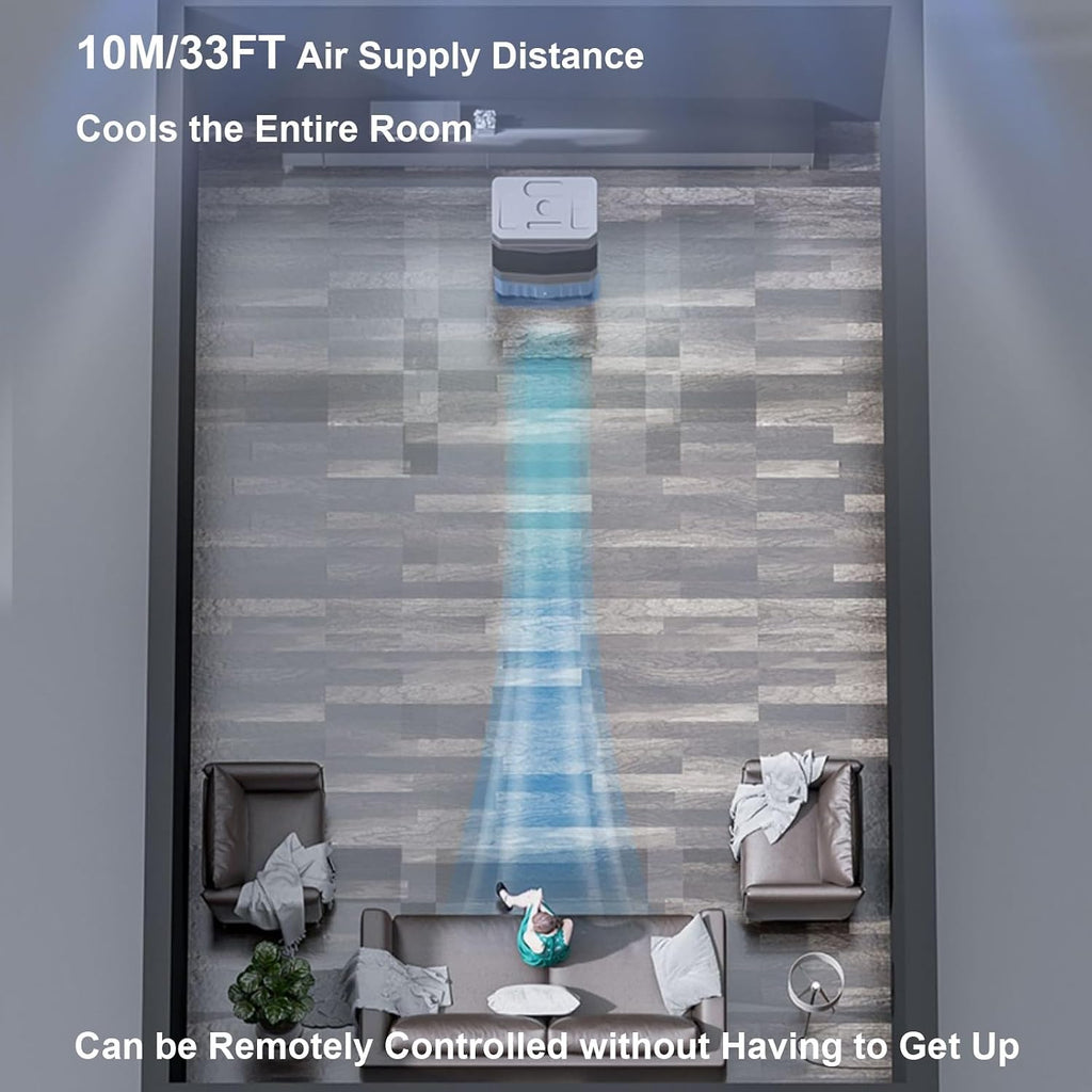  Climatiseur Mobile Sans Évacuation, Rafraichisseur D'air, Réservoir De 40 L, Oscillation à 120°, 4 Packs De Glace, Minuterie De 12 H, Télécommande, 3 Modes Et 3 Vitesses(90cm/35in)