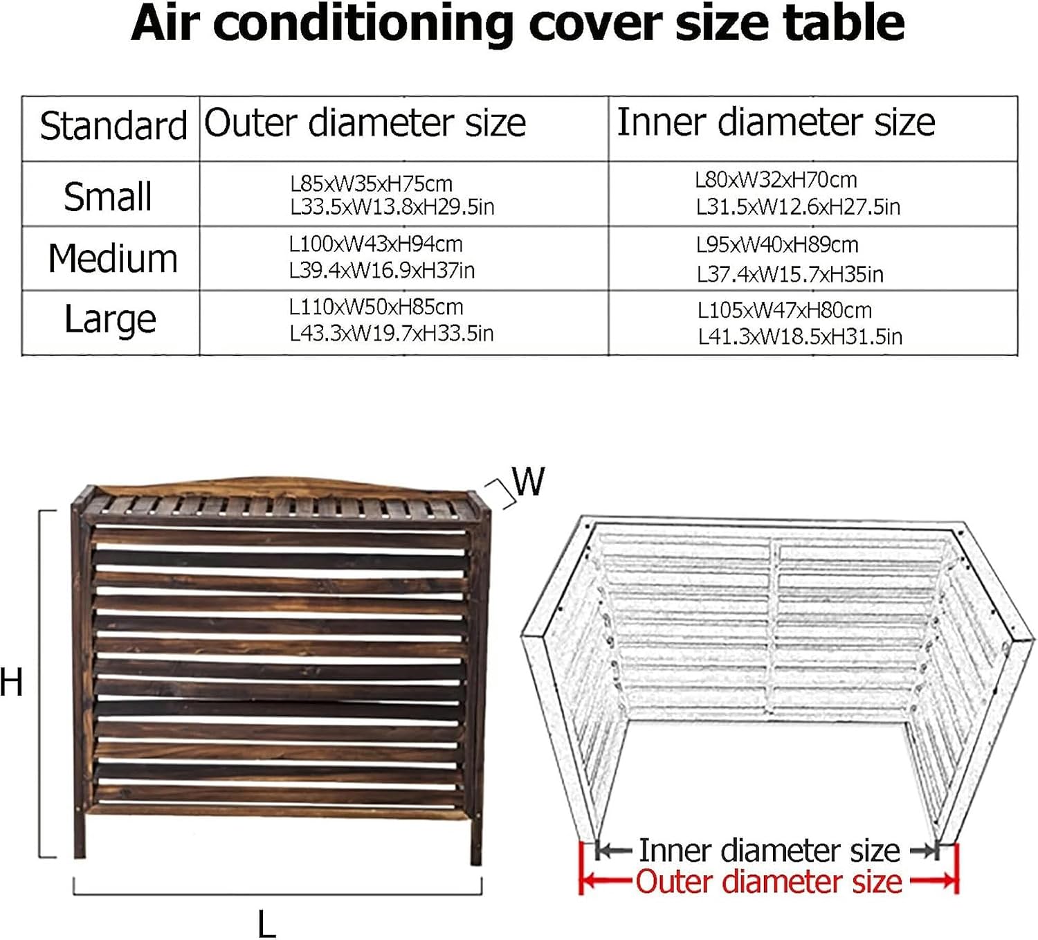 GENERIC Housse En Bois Pour Climatiseur Extérieur Et Support De Fleurs En Bois Massif Pour Unités De Climatisation, écran De Climatisation élégant Et Bouclier De Radiateur Solution De Décoration Et De