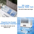 GENERIC Haut CFM Industriel évaporateur Refroidisseur 4500m3H Grand 50L Réservoir Mobile Climatiseur Ventilateur Avec Swing Réglable Et Cristaux De Glace Pour Le Refroidissement D'usine D'entrepôt