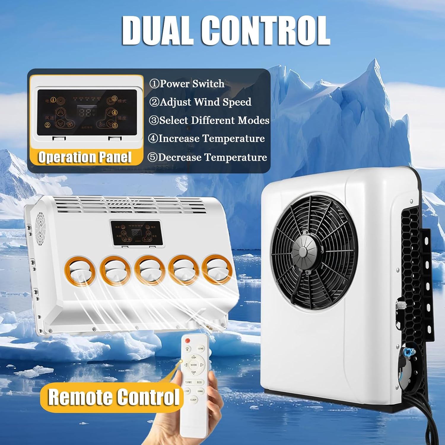  Climatiseur Portable à Suspendre, Refroidissement Rapide, Unité De Climatisation électrique CC Pour Camion, Taxi, Véhicules De Camping, Bus, Remorques Et Fourgonnettes