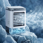 Climatiseur Portable 2026 – Mini Rafraîchisseur D’Air & Humidificateur 4 Vitesses Avec Bac à Glaçons, Réservoir 900 Ml, 2 Modes Brume, LED – Ventilateur Mobile Pour Bureau, Camping Et Maison