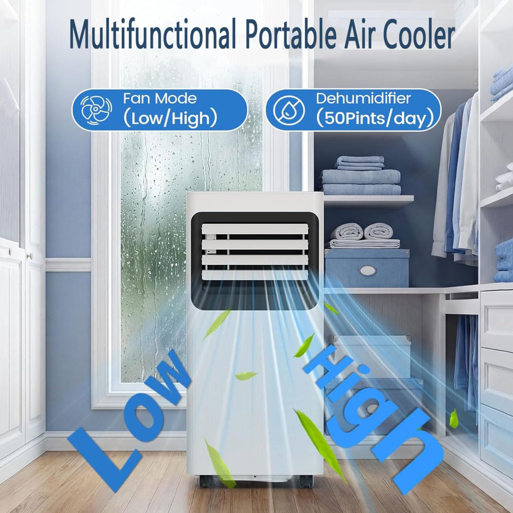 GENERIC Climatiseur Portable Refroidit Jusqu'à 30 M², Unité AC Intelligente Avec Télécommande, Refroidissement Silencieux Avec Modes De Veille Et Ventilateur Frais Et Sec, Kit De Fenêtre Minuterie 24 Heures