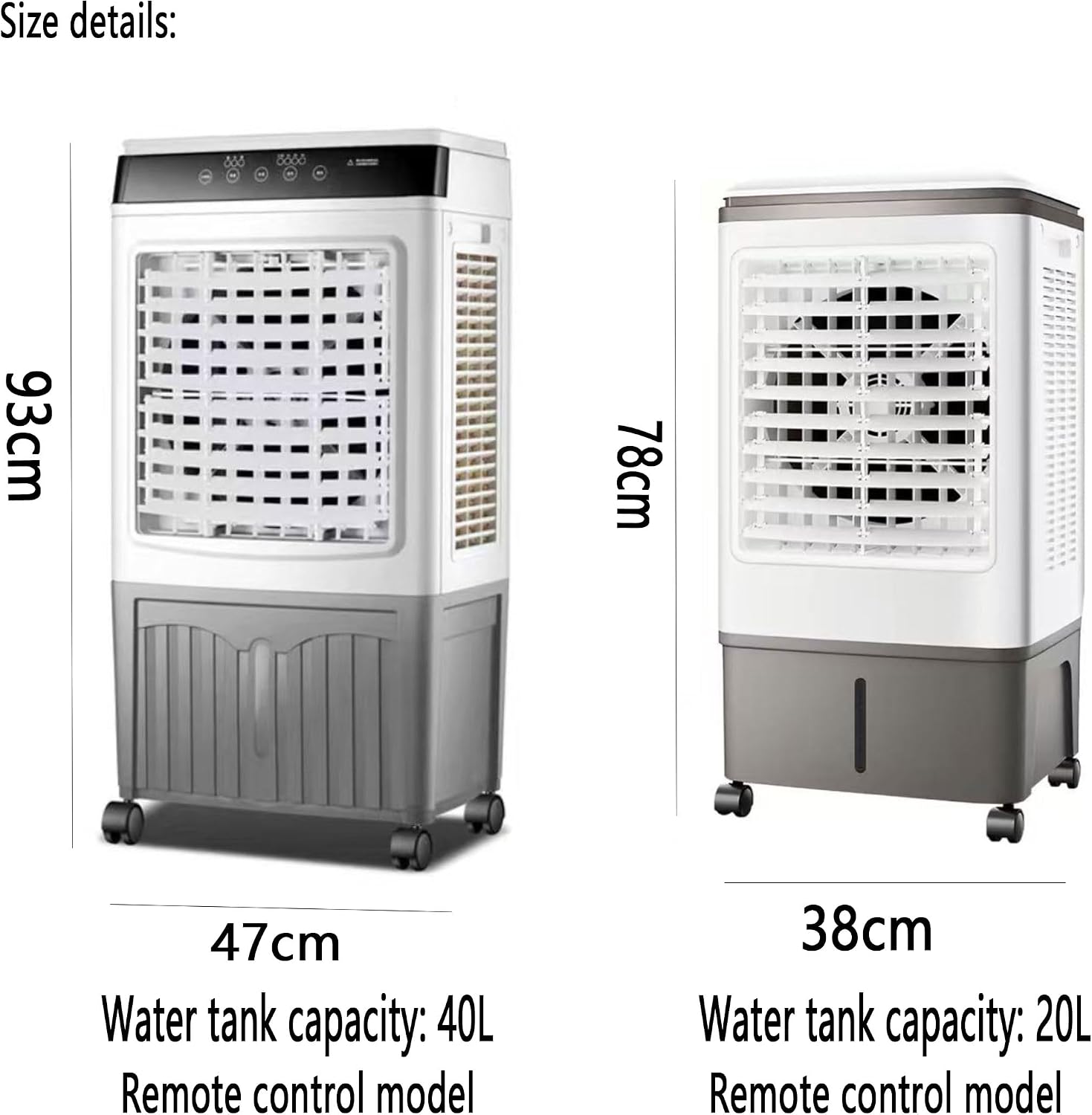 GENERIC Refroidisseur D'air évaporatif Portable Avec Réservoir D'eau 40L Et 2 Packs De Glace Efficace D'énergie 3 Vitesses 120° Oscillation Ventilateur De Refroidissement D'épargne D'espace Climatisation Indu