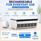  Climatiseur Mural à Chargement Sans Fil, Unité De Climatisation Murale Portable Pour Cuisine, Chambre à Coucher, Ventilateur De Refroidissement Sans Perçage, Refroidissement Instantané Pour (Blanc)