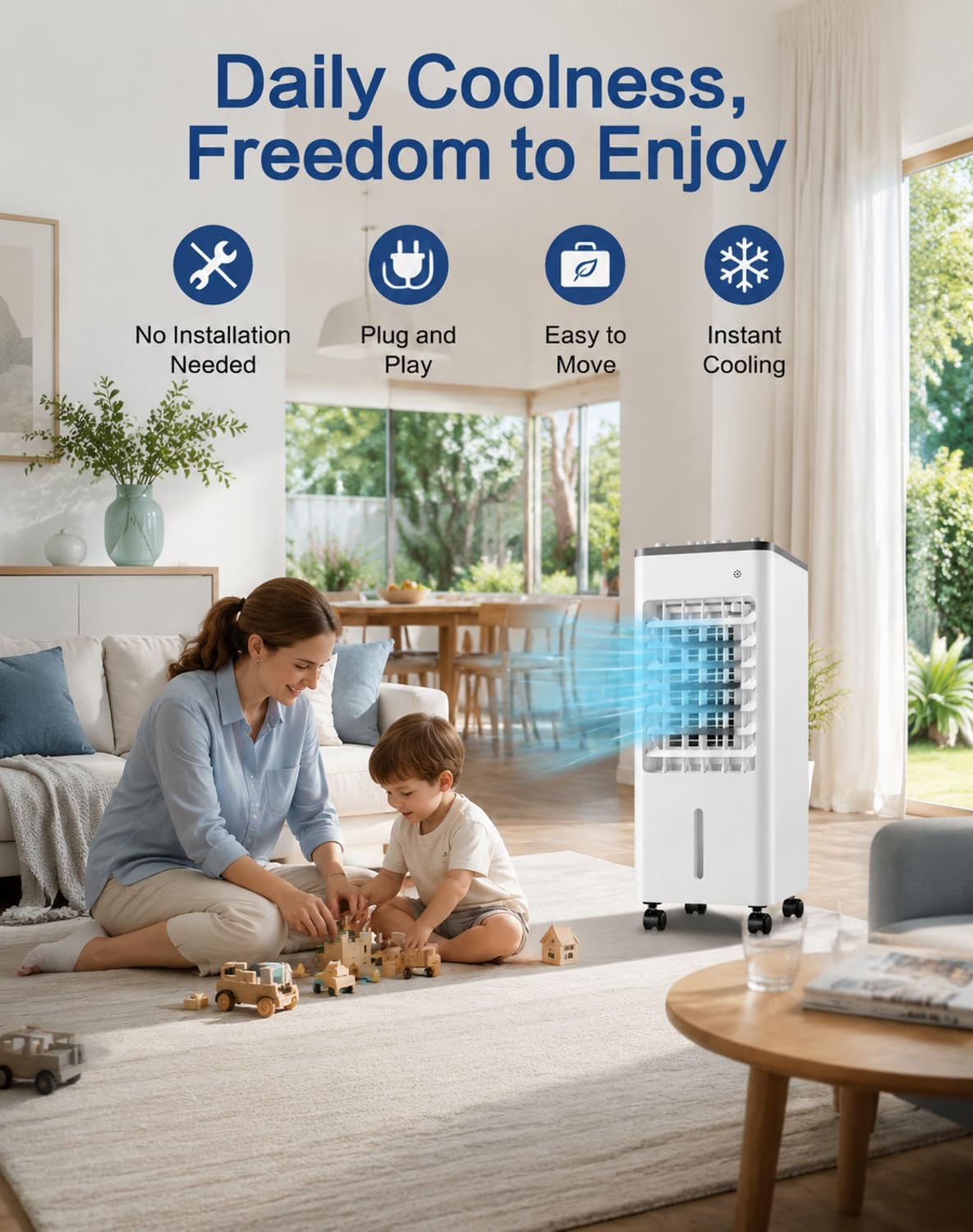  Freshone Climatiseur Sans Tuyau Portable Silent Cooling Unit Energy Class A+ 24H Timer For Bedroom, Office