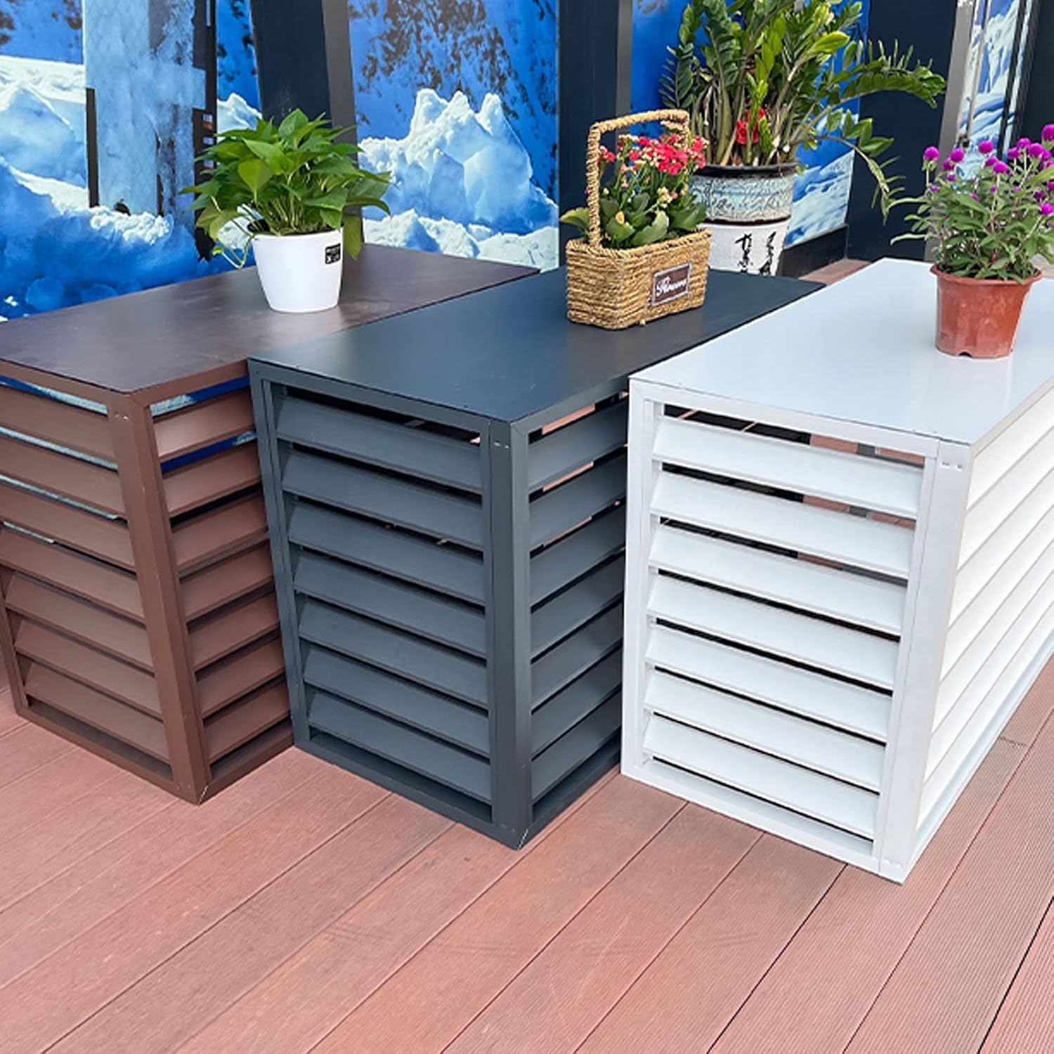 GENERIC Housse Décorative En Aluminium Pour Climatiseur - Clôture De Pompe à Chaleur Extérieure - Protection élégante - Résistante Aux Intempéries