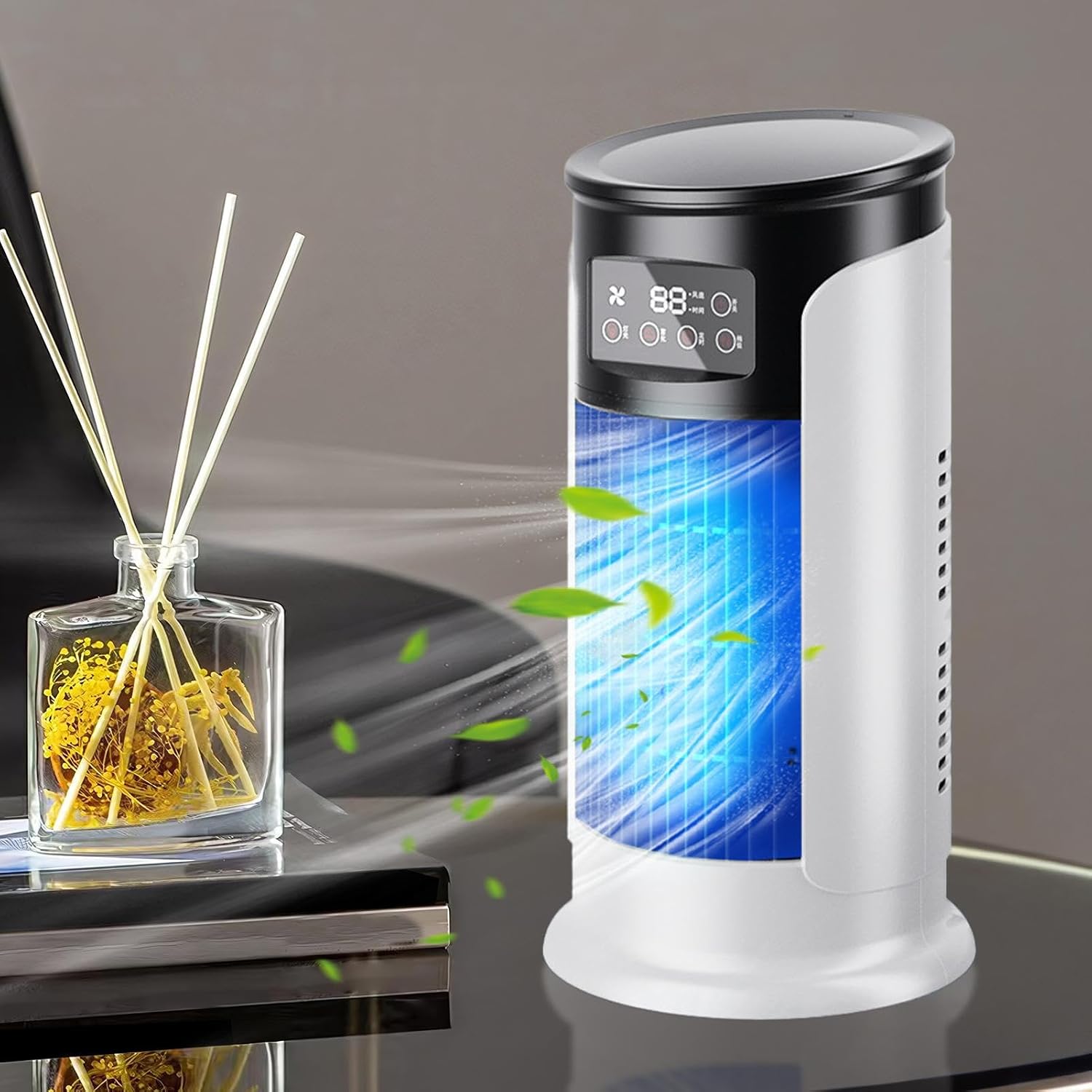  Ventilateur Climatiseur, Ventilateur Évaporatif USB De Bureau Rafraîchisseur D'Air, Ventilateur Personnel Évaporatif Silencieux USB Vitesses Réglables Pour Table Et Chevet