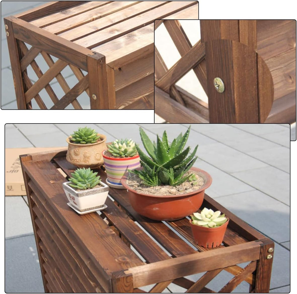  Housse De Climatiseur En Bois Pour Extérieur, Volets Décoratifs Et Grilles De Protection, Support De Climatisation Polyvalent Avec Support De Fleurs (taille : 105 X 47 X 140 Cm)