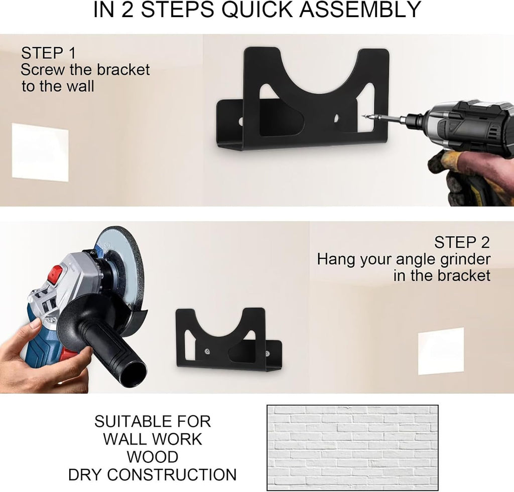  Angle Grinder Holder, Wall Mount Bracket, Tight Fit Storage Rack, Multi Functional Organizer, Heavy-Duty Compact Metal, Ideal For Electric Tools, Wrench, Drills, And Polishing Machine Storage