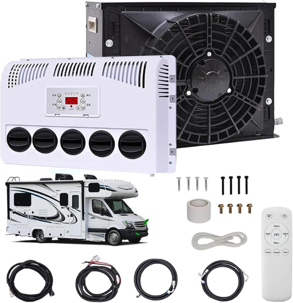 GENERIC Kit De Climatiseur Pour Camping-car, Système Split De Stationnement Avec Volume D'air De 450 M³/h, Refroidissement Rapide Et Silencieux Pour Camions Semi-remorques, Bus Et Caravanes