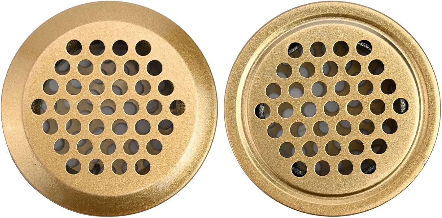  Lot De 2 Cache-grilles D'aération Pour Meubles, Grille D'aération En Acier Inoxydable, Design Double Face, Prévention De L'humidité, Maille Persienne De 35 Mm, Doré, Pour Armoire à