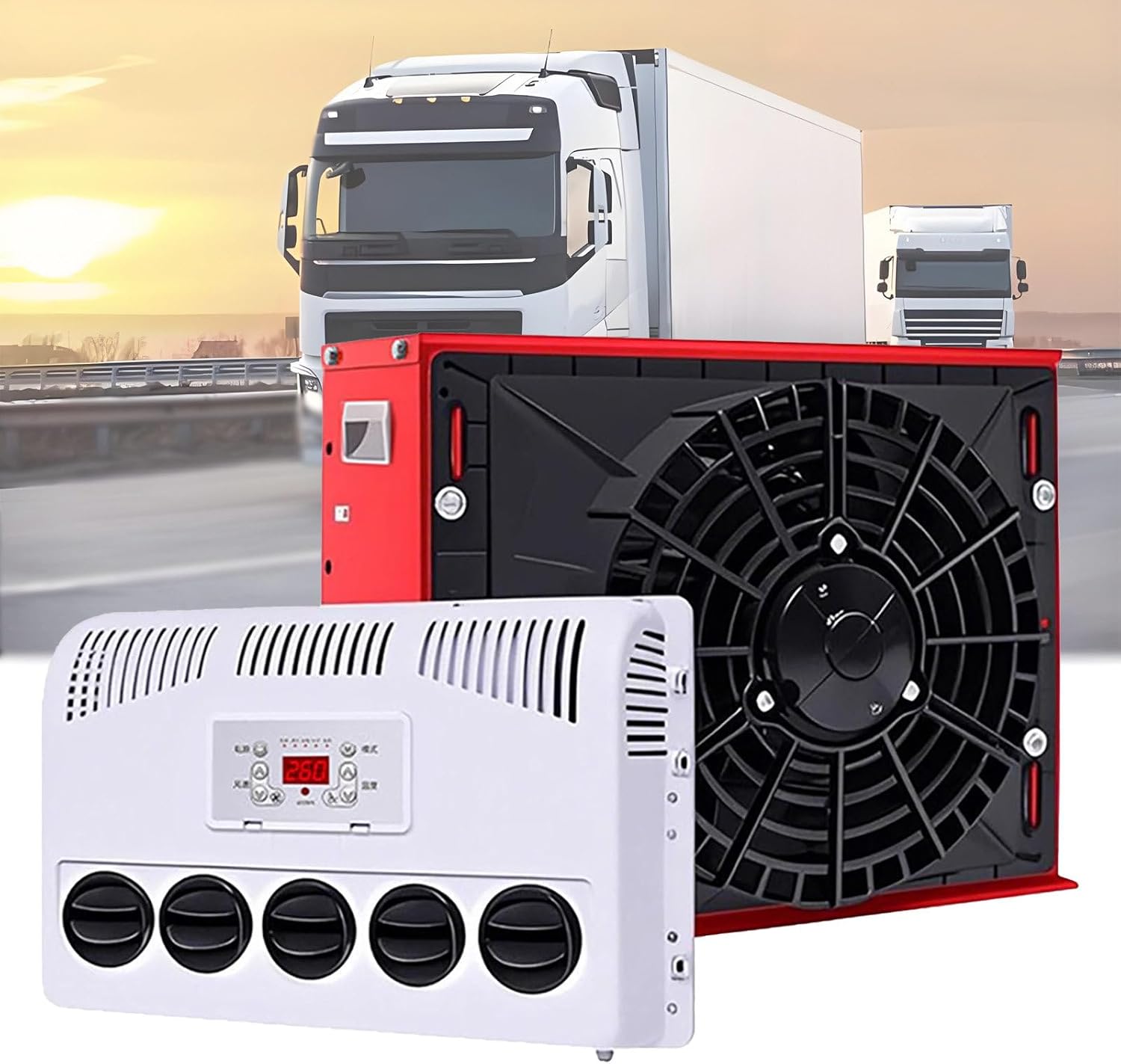 GENERIC Climatiseur Portable Universel Split 12 V/24 V à Faible Bruit, Télécommande Pour Camions, Bus, Caravanes, Pelleteuses, Camionnettes