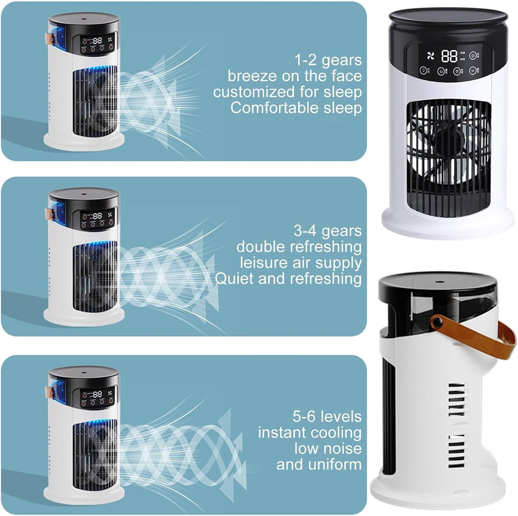  Climatiseur Personnel | Climatiseurs Portatifs À Économie D'Énergie Veilleuse LED | Rafraîchisseur D'Air Évaporatif | 6 Vitesses Réglables | Pour Bureau Voyage Voiture Tente De Camping Salon