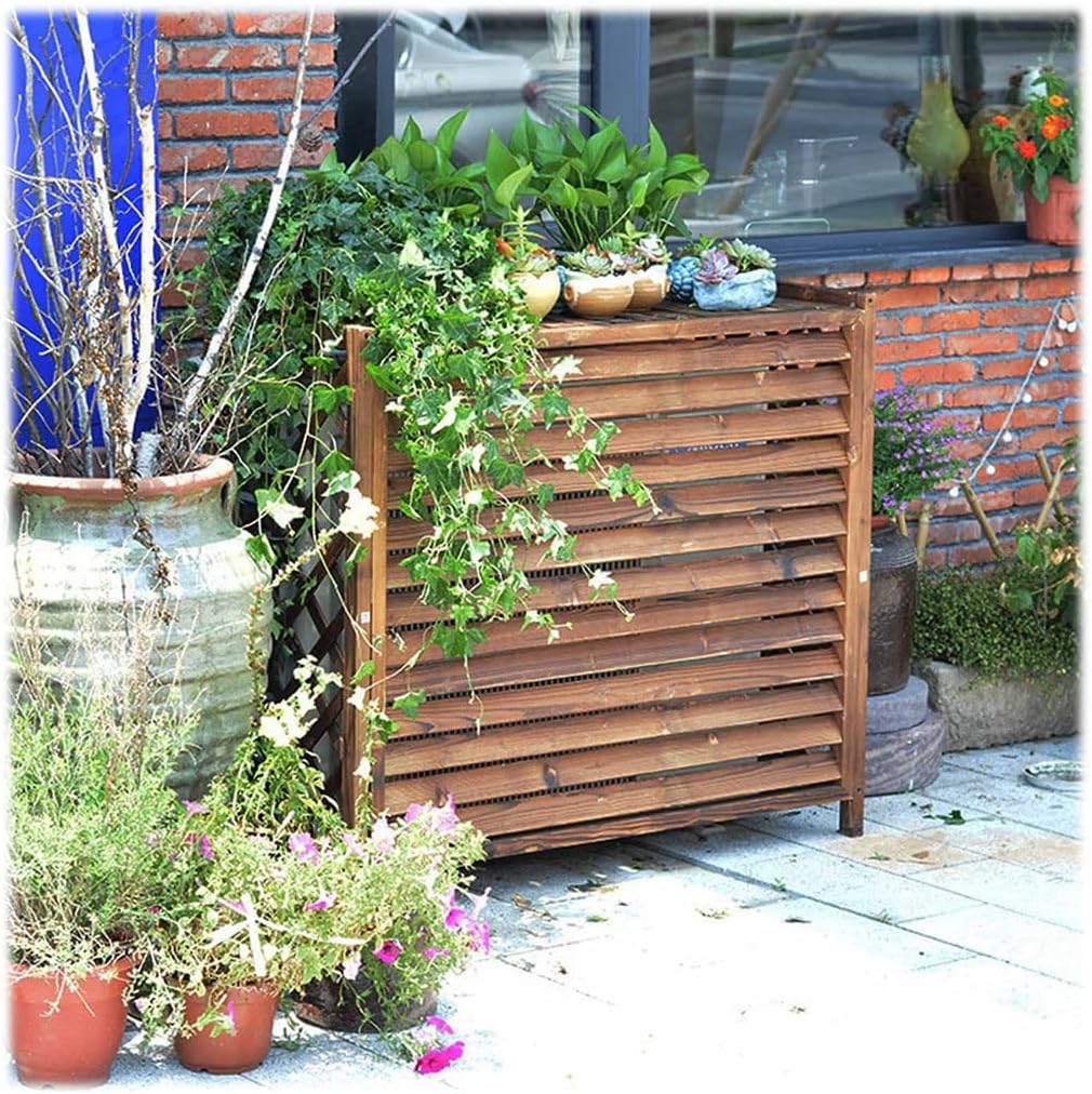 GENERIC Housse Imperméable En Bois Massif Pour Climatiseur Et Clôture D'intimité – Support De Fleurs D'extérieur En Bois 100 X 43 X 94 Cm Résistant Aux Intempéries – Décoration De Jardin