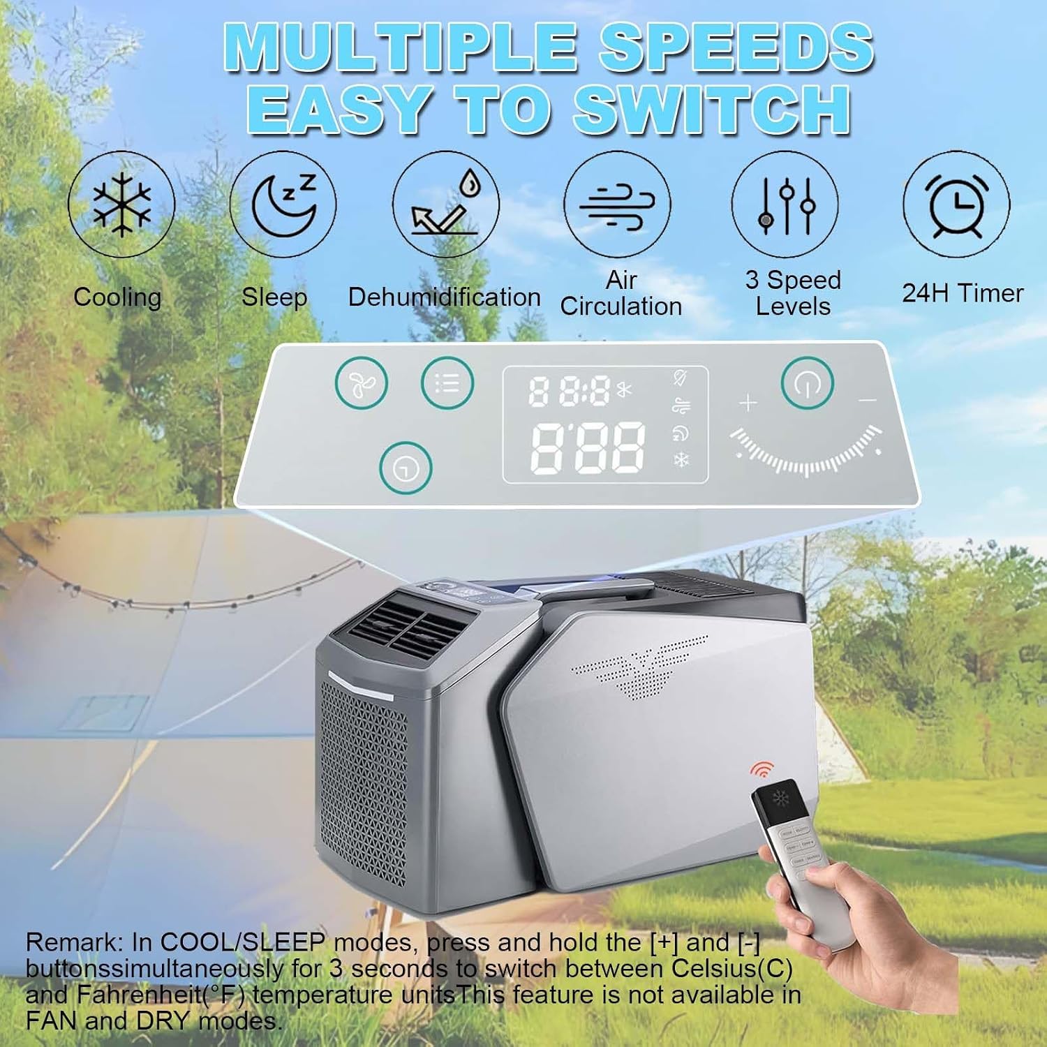  Climatiseur De Camping Sous Tente | Climatiseur Portable, 6 000 Btu, Contrôle Intelligent, Conception Split, Fonction Sans Vidange, Adapté Au Camping En Tente, Au Camping-Car Ou À La Maison
