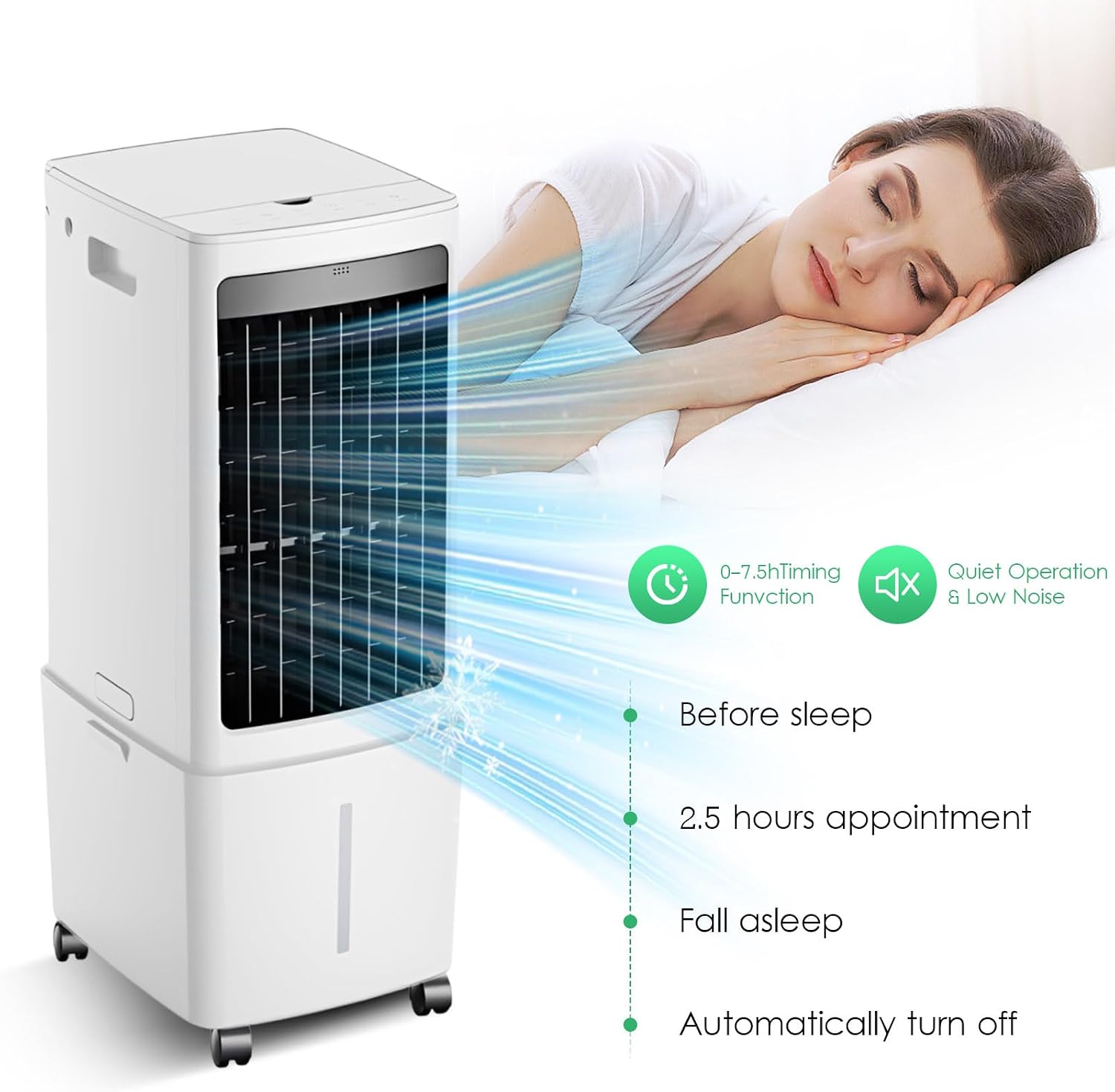 GENERIC Refroidisseur D'air Portable 12L, Refroidisseur évaporatif Avec Télécommande, Ventilateur De Tour Sans énergie D'économie D'énergie De 45W, Minuterie 7.5H, Oscillation Silencieuse, Unité De Climatisat