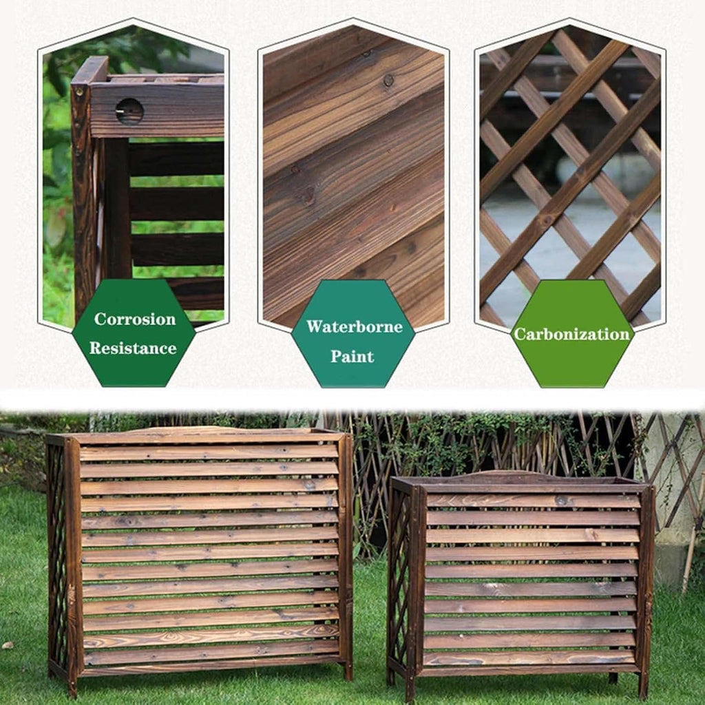  Support De Fleurs Pour Balcon, Grille De Protection Pour Climatiseur Et Pompe à Chaleur, Housse De Climatiseur En Bois, Clôture De Climatiseur, écran De Confidentialité