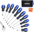  SORAKO Coffret Tournevis 11 Pièces, Avec Démagnétisation 2 En 1, Sac En Nylon Haute Densité, Pointe Magnétique, Poignée Antidérapante Professionnelle, Avec 5 Embouts Plats, 5 Cruciformes