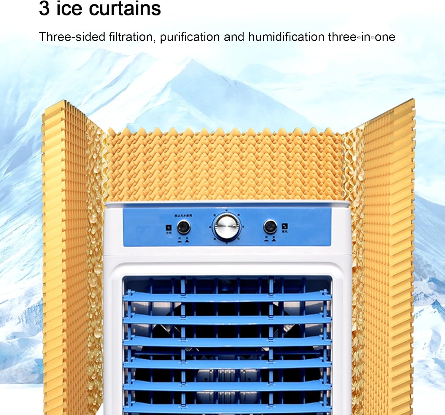  Climatiseur Mobile, Rafraichisseur D'air Silencieux, 30l Large Réservoir D'eau, 3 Vitesses De Vent, Oscillation à 120 °, Commande Par Bouton, Climatiseur Portable Pour Usage Extérieur Et Intérieur
