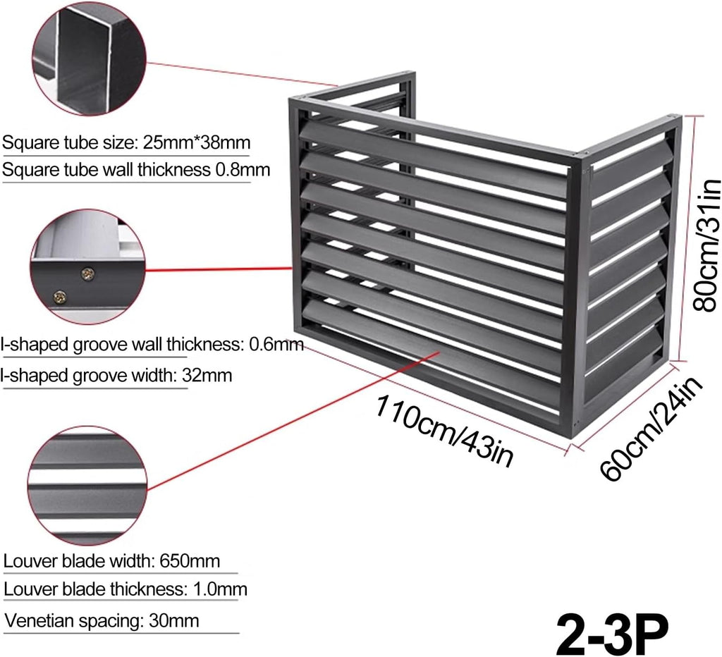 GENERIC Housse De Climatiseur En Aluminium Et Bouclier De Pompe à Chaleur, Stores D'unité Extérieure, Protection AC Divisée, Clôture D'intimité Pour L'extérieur (couleur : Blanc, Taille : Personnalisé)