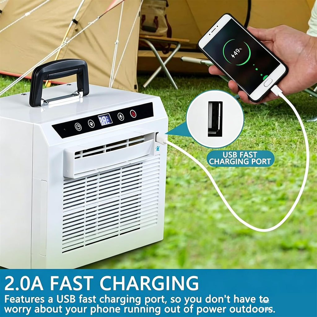  Climatiseur Split Portable Avec Wi-FI Et Télécommande, Rafraîchisseur D'air 13000BTU, Minuterie 24 H, Poignée Supérieure, Pour Tentes, Camping-Cars, Maisons, Bureaux Et Camping