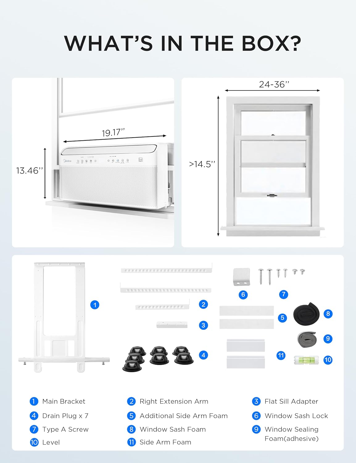  Midea 8000 BTU Onduleur Intelligent Pour Fenêtre, Climatiseur - Refroidit 350 Pieds Carrés, Ultra Silencieux Avec Fenêtre Ouverte, Compatible Avec Alexa/Google