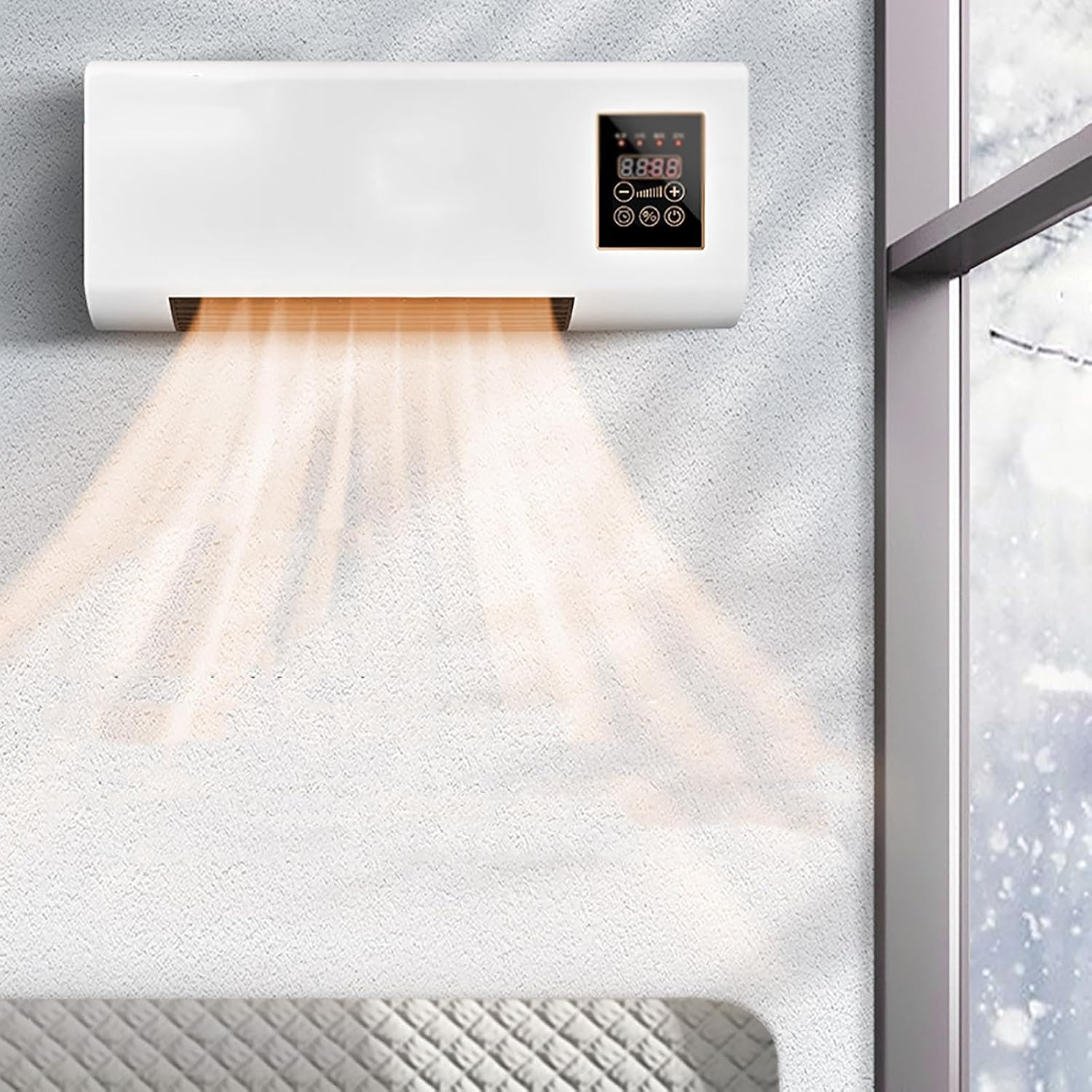  Climatiseur Portable Mural 2000W Avec Télécommande - Chauffage De Refroidissement AC Unité Pour La Chambre De Bureau à Domicile, Fonction De Synchronisation Intelligente