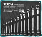  Total Tools - Sac Avec 12 Clés Mixtes | Mesures De 6 à 24 Mm | Clé Fixe Et Clé Coudée | Pour Serrer Ou Desserrer Les écrous Et Les Vis à Tête Hexagonale | Fabriqué En Chrome Vanadium
