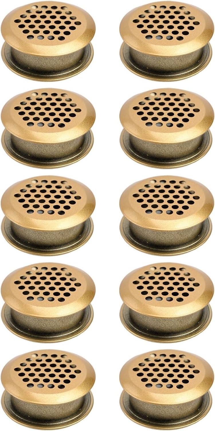  Lot De 2 Cache-grilles D'aération Pour Meubles, Grille D'aération En Acier Inoxydable, Design Double Face, Prévention De L'humidité, Maille Persienne De 35 Mm, Doré, Pour Armoire à