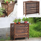 GENERIC Housses De Climatiseur Décoratives En Bois Avec Couvercle Supérieur, Support De Plantes Blanches Pour Une Décoration Extérieure Améliorée