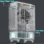 GENERIC Refroidisseur D'air évaporatif Robuste 30000CFM Avec 4 Packs De Glace, AC Extérieur Portable Pour La Cour De Garage, Humidificateur De Ventilateur Oscillant, Réservoir Et Roues 55L, Système De Refroid