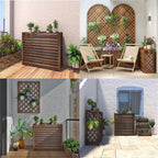 GENERIC Housse De Protection En Bois Pour Climatiseur Et Radiateur - Design élégant En Treillis - Support Pour Plantes En Bois Massif Et écran D'intimité Pour Climatiseurs Extérieurs