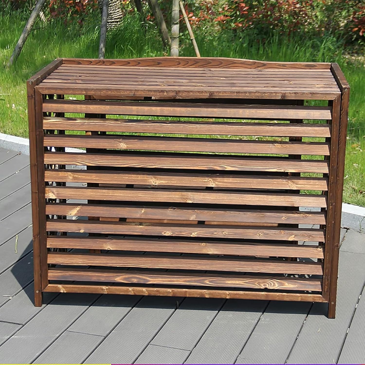 GENERIC Housse En Bois Pour Climatiseur Extérieur Et Support De Fleurs En Bois Massif Pour Unités De Climatisation, écran De Climatisation élégant Et Bouclier De Radiateur Solution De Décoration Et De