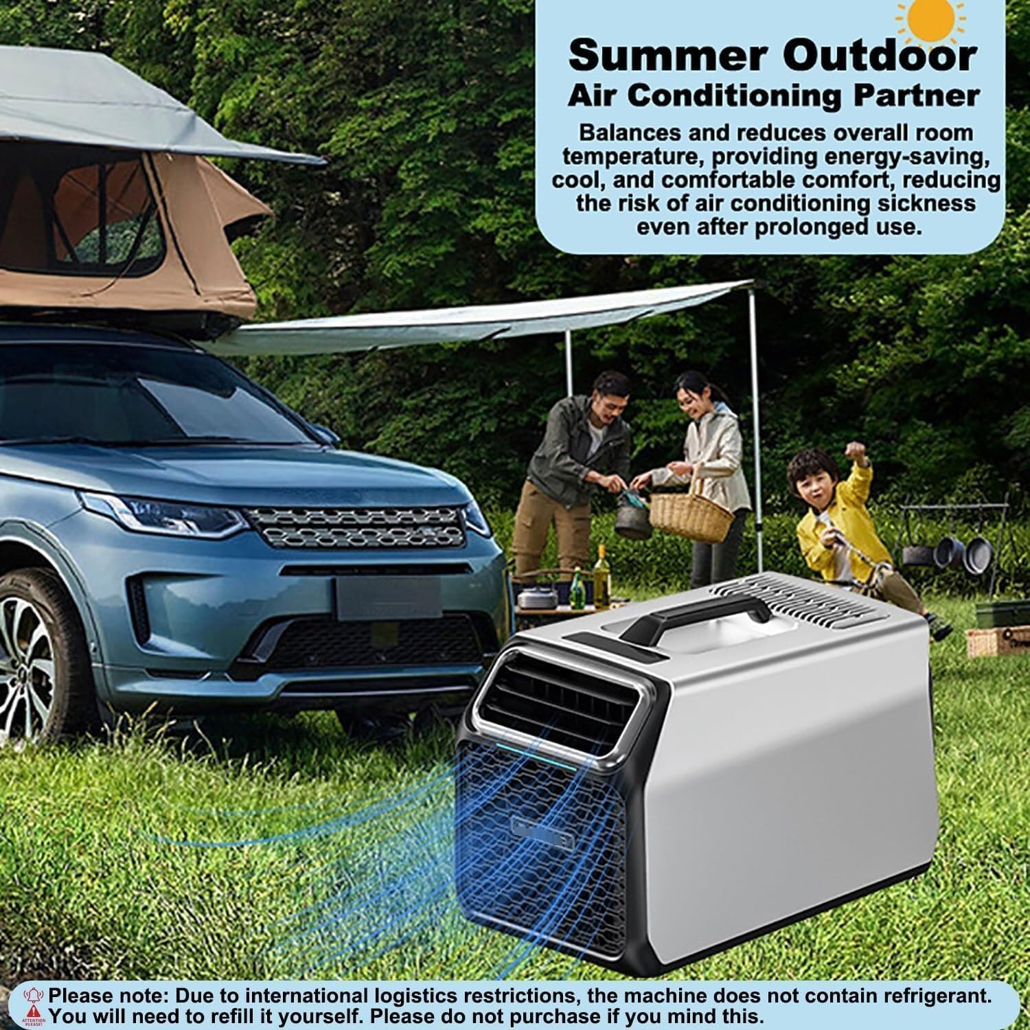  Climatisation à Courant Continu Portable 5000 BTU Avec Compresseur Pour Tente Camion De Camping-car, Auto-évaporation Au Calme Fonctionnement Timer Sleep Mode Dispositif De Refroidissement Pour Petits