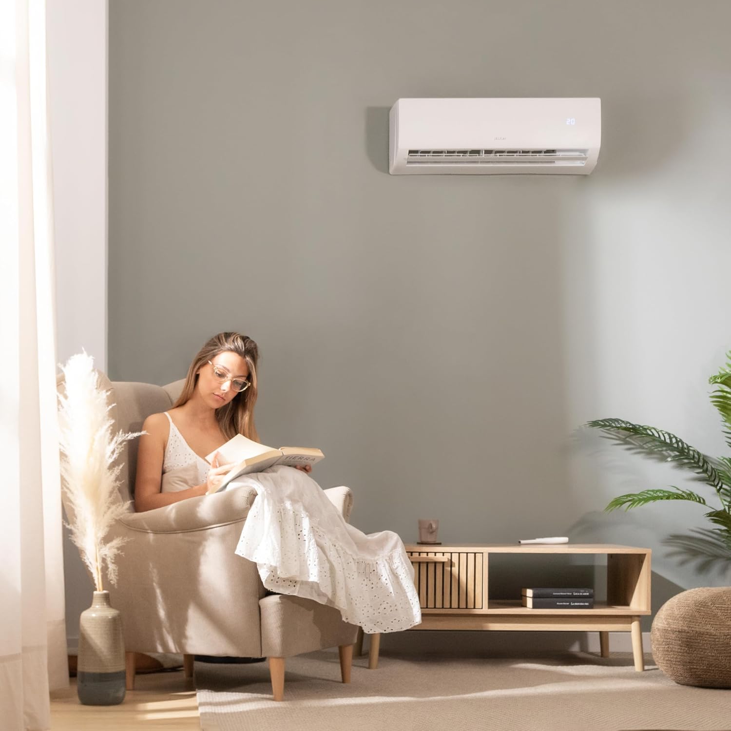  Cecotec Air Conditioning Split Airclima 9000 SmartFresh. 9000 BTU, Moteur DC, Pompe à Chaleur, Télécommande, écran LED, Système D'onduleur, 5 Modes, 8 Vitesses, Couverture De 16 M2