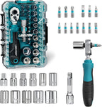  LIBRATON Ensemble De Cliquet Et De Douilles Mini 37 Pièces Avec Entraînement De 10,2 Mm, Embouts De 4–13 Mm, Manche Magnétique, Barres D’extension Et Joint Universel, Avec étui De Rangement Pour