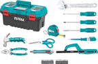  TOTAL - Boîte De 32 Outils 17" (43 Cm) | Pince, Clé, Tournevis Et Marteau Avec Tire-lave | Flexomètre, Embouts Et Arc De Scie | Testeur De Tension