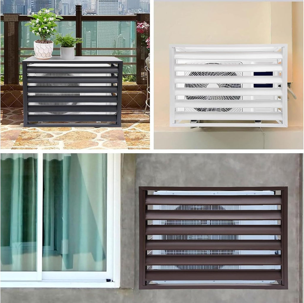  Couvercle De Pompe à Chaleur AC En Alliage D'aluminium 2-3P Avec Volets De Réduction Du Bruit Et Support à Fleurs Pour Climatiseur Extérieur - Accessoires Résistants Aux Intempéries
