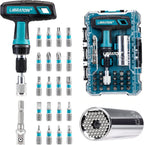  LIBRATON Ensemble De Cliquet Et De Douilles Mini 37 Pièces Avec Entraînement De 10,2 Mm, Embouts De 4–13 Mm, Manche Magnétique, Barres D’extension Et Joint Universel, Avec étui De Rangement Pour